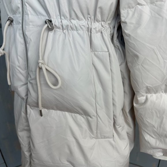 COS Hooded Recycled Down Puffer Coat Sz L Cream NWOT - Picture 5 of 16